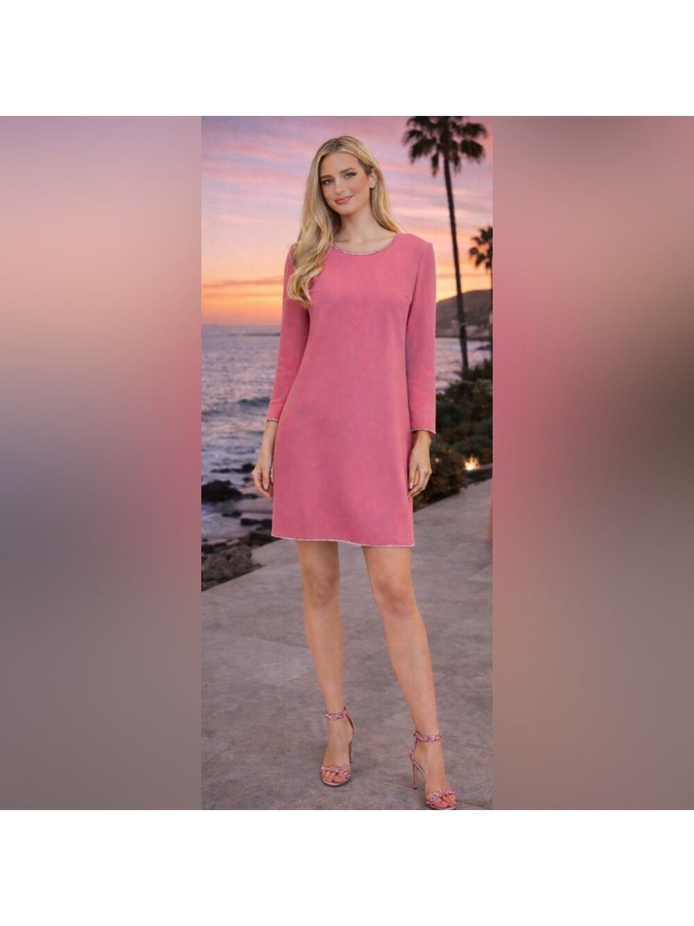 NWT ERMANNO SCERVINO Pink Dress with Silver Embellishments Size 6